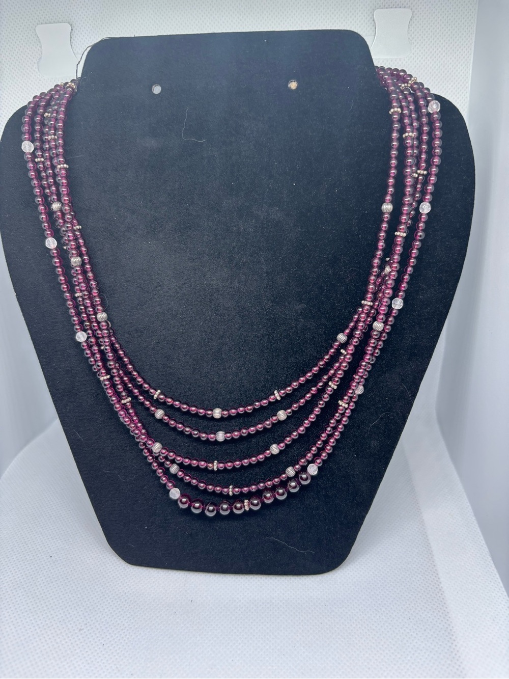 Multi-Strand Garnet Beaded Necklace - Women's Jewelry